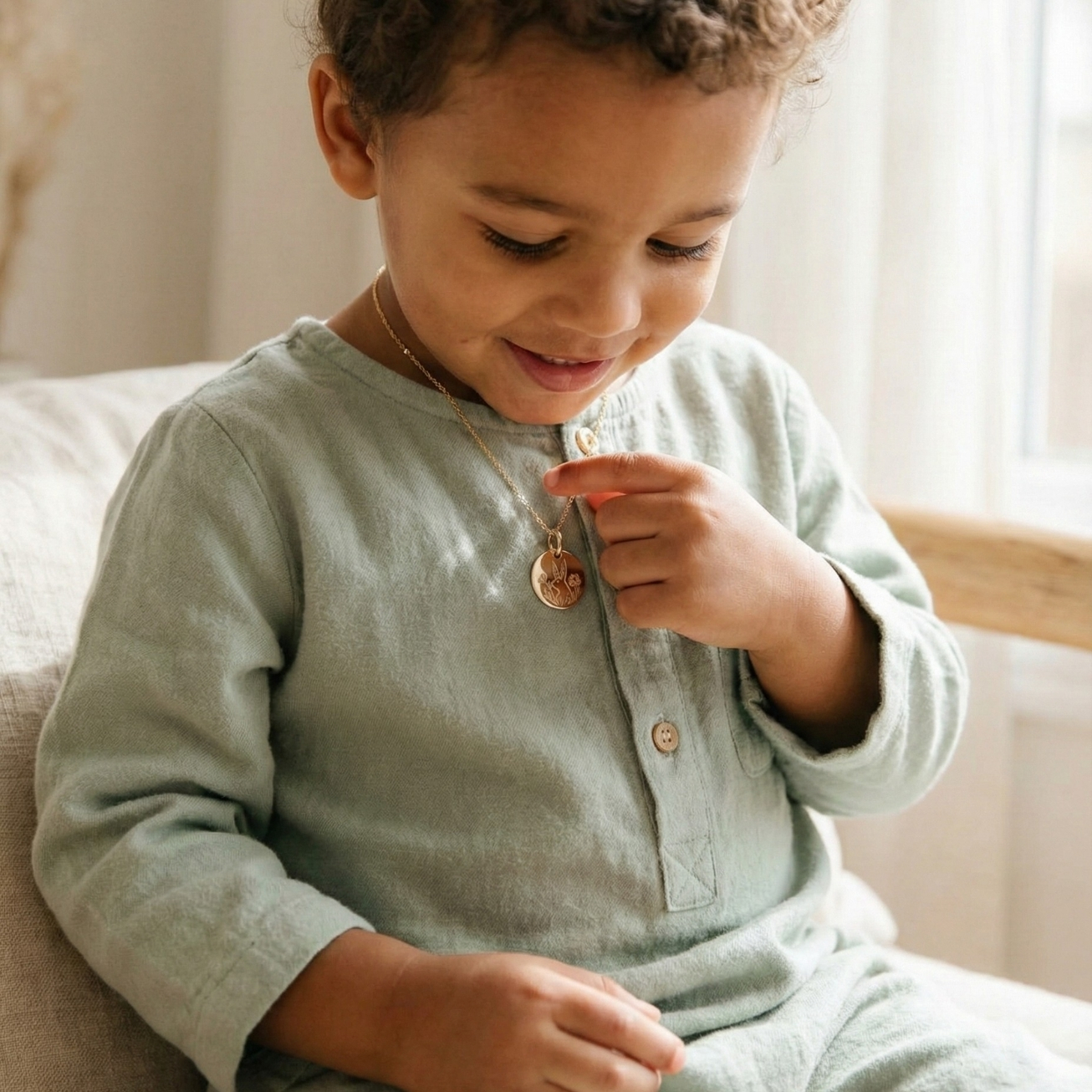 Medalla para bautizo conejo