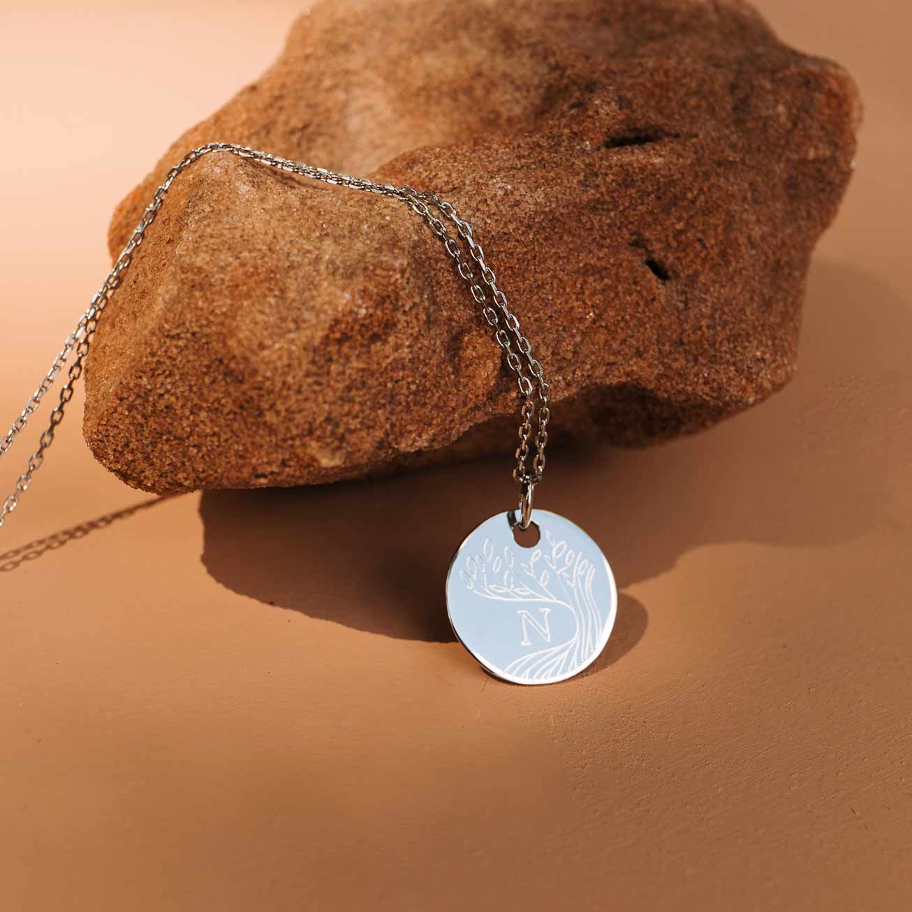 Collier arbre de vie 20mm initiale argent