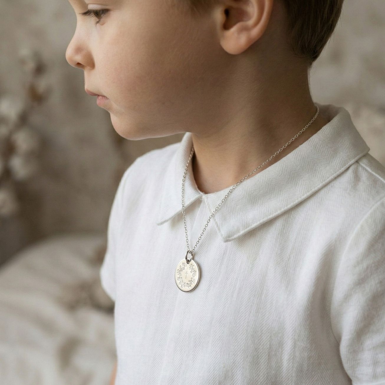 Medalla bautizo Corona y su Cruz plata