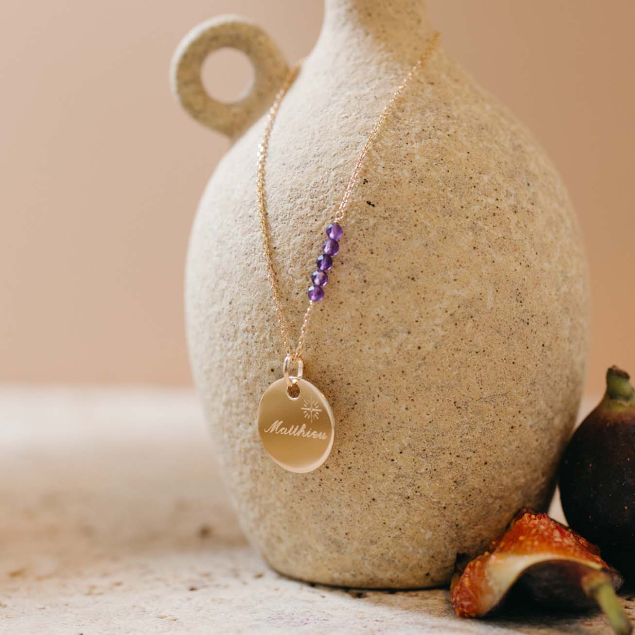 Collar piedra de nacimiento <i>Febrero</i> - <smal