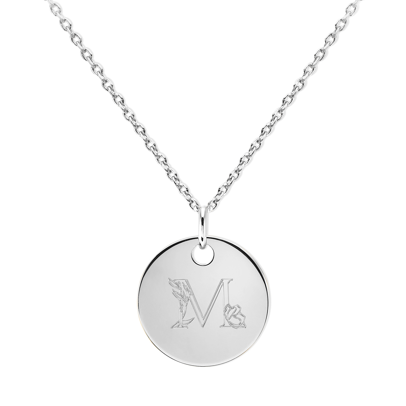 Medalla inicial floral - Plata 925