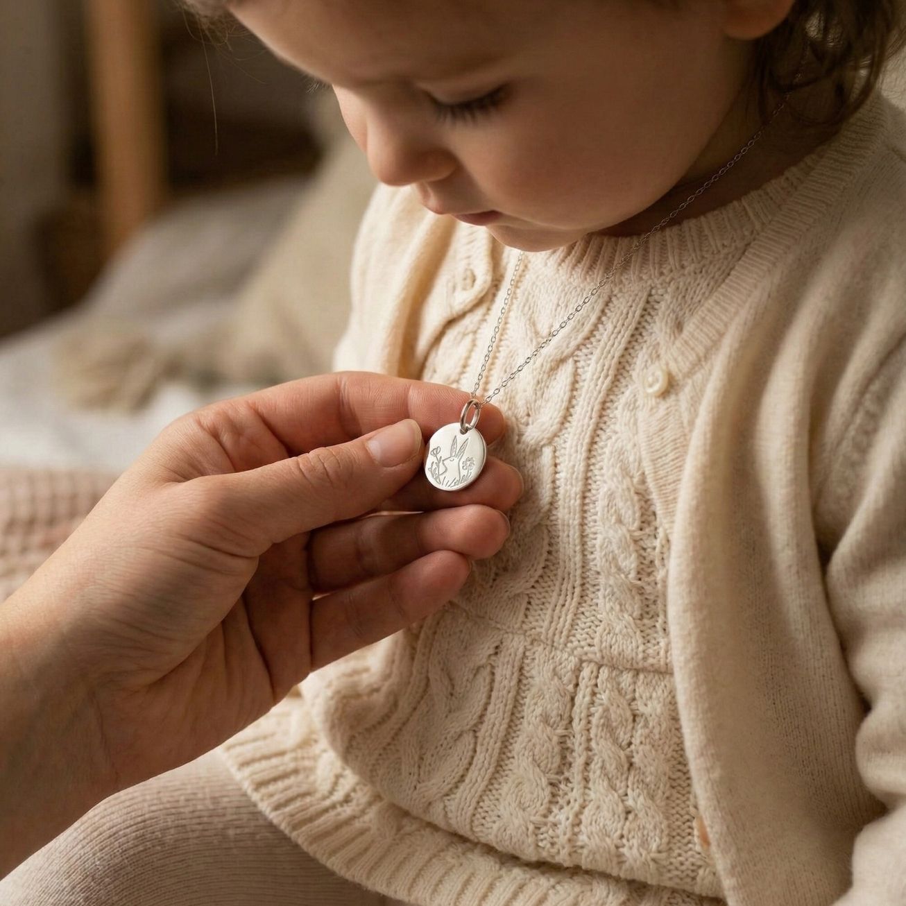 Medalla de bautizo plata animal <i>Conejo</i>
