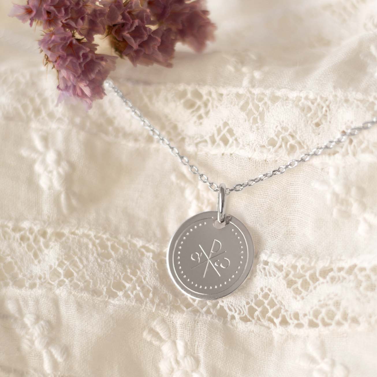 Collar bautismo personalizado plata 925 <i>Crismón
