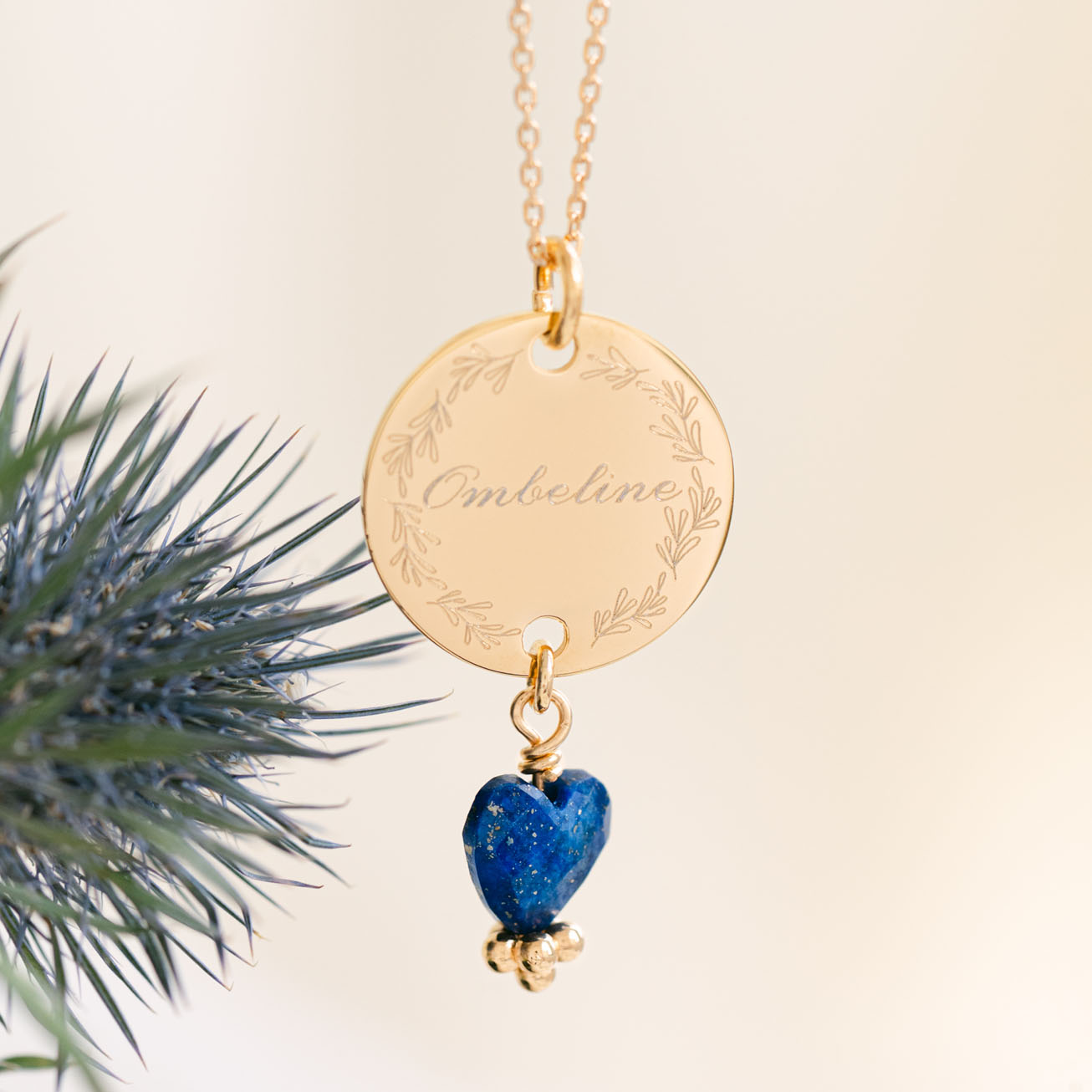 Collier lapis cœur pierre de naissance septembre