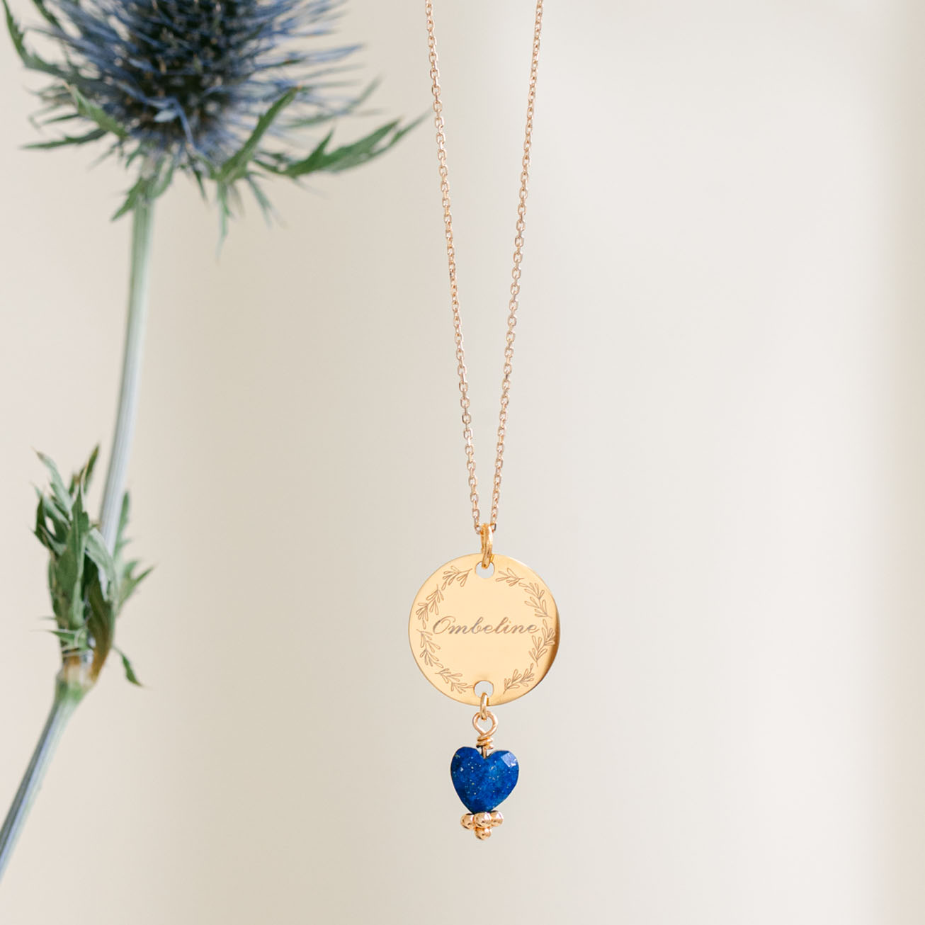Collier lapis cœur pierre de naissance septembre