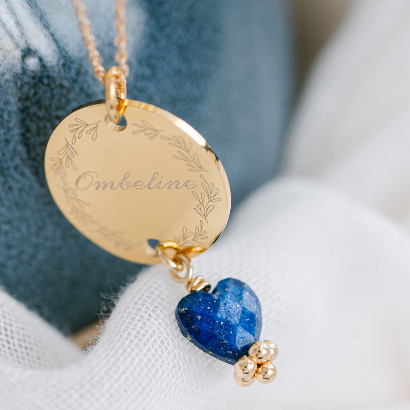 Collier lapis cœur pierre de naissance septembre