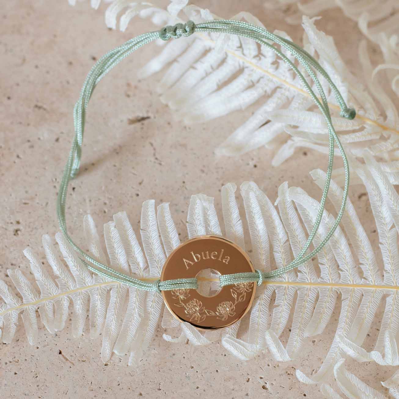 Pulsera abuela personalizada chapada de oro (ID FR