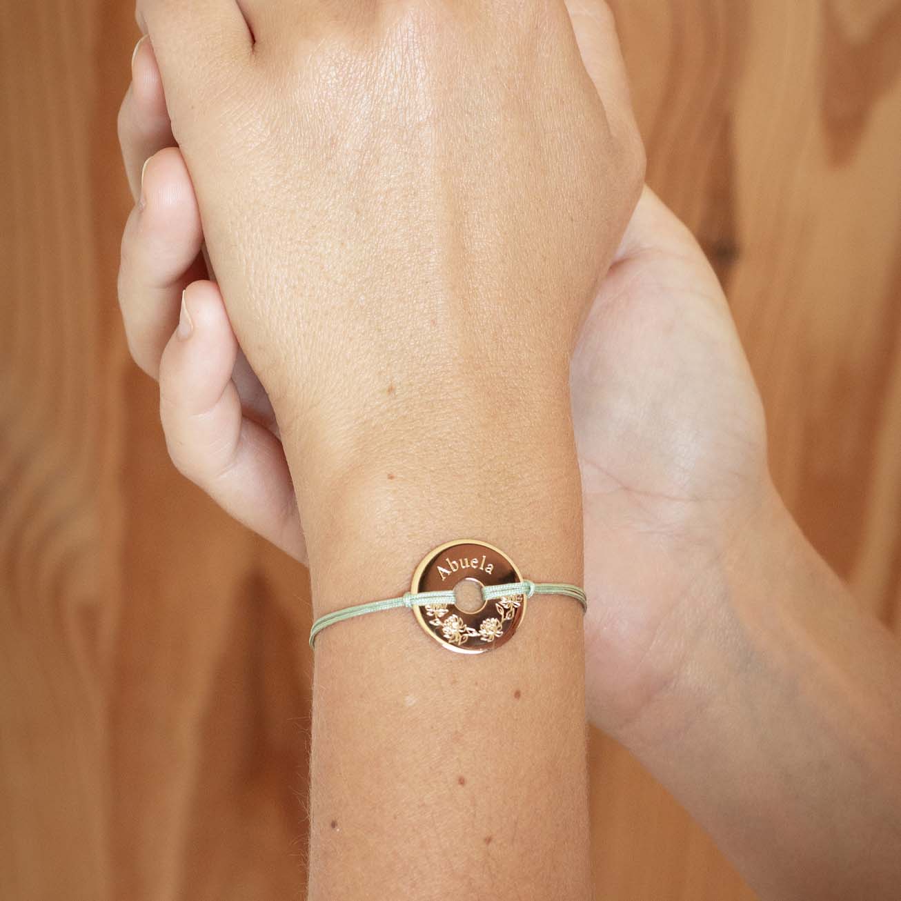 Pulsera abuela personalizada chapada de oro (ID FR