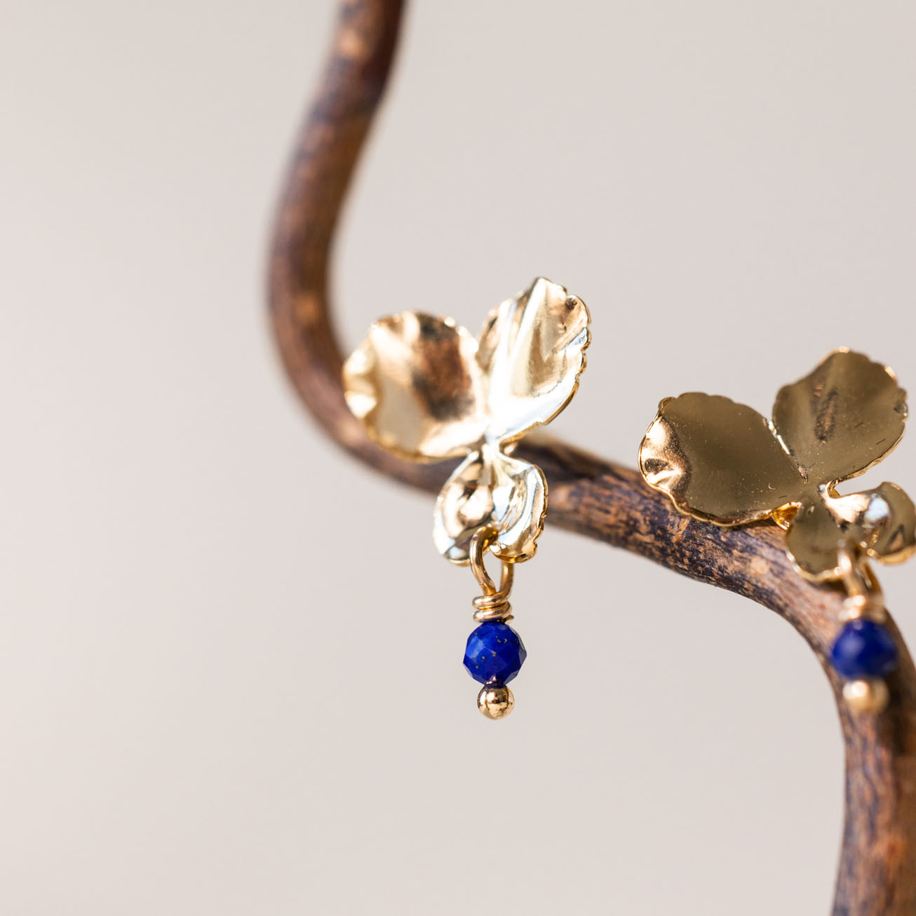 Pendientes <i>Pensamiento</i> y Lapislázuli