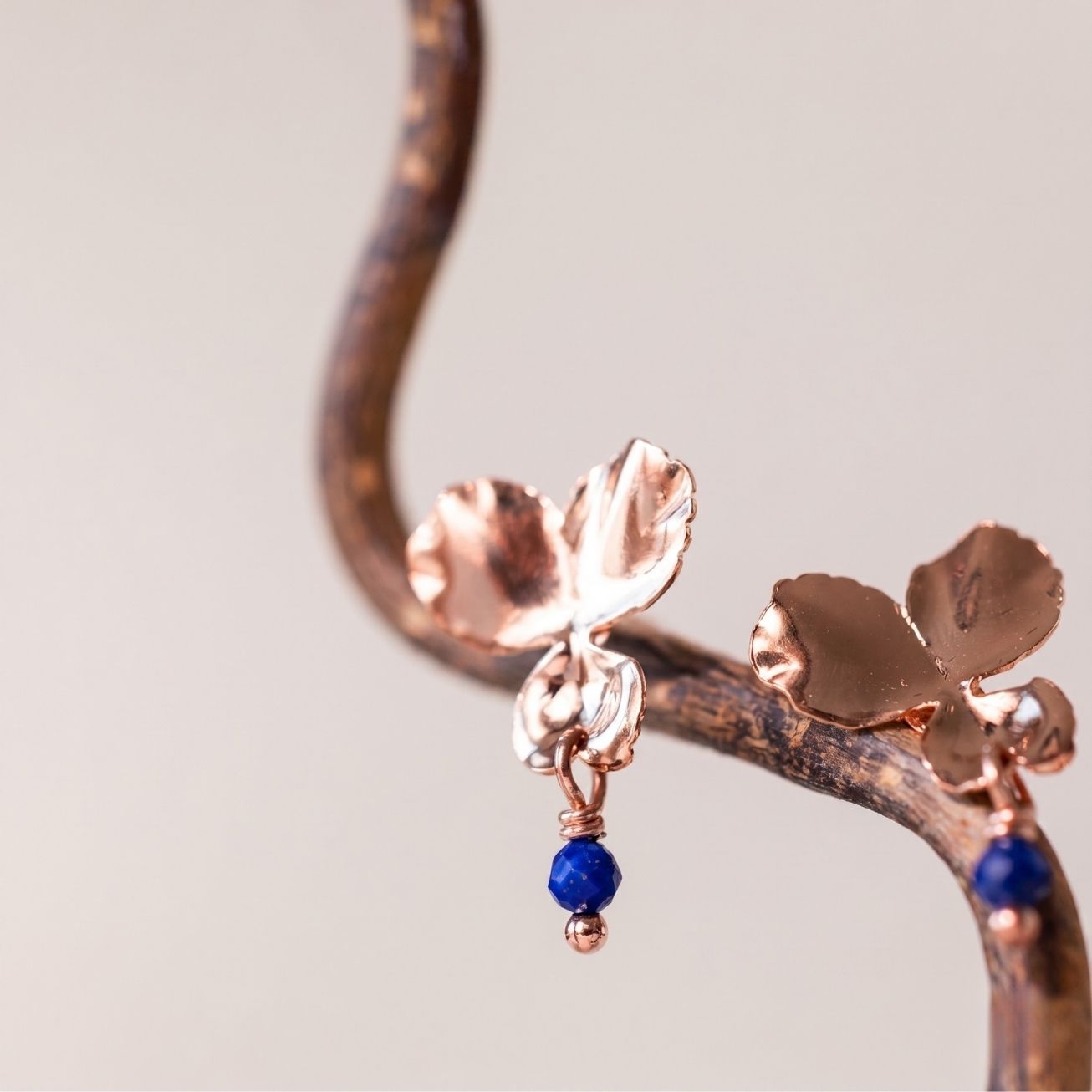 Pendientes <i>Pensamiento</i> y Lapislázuli