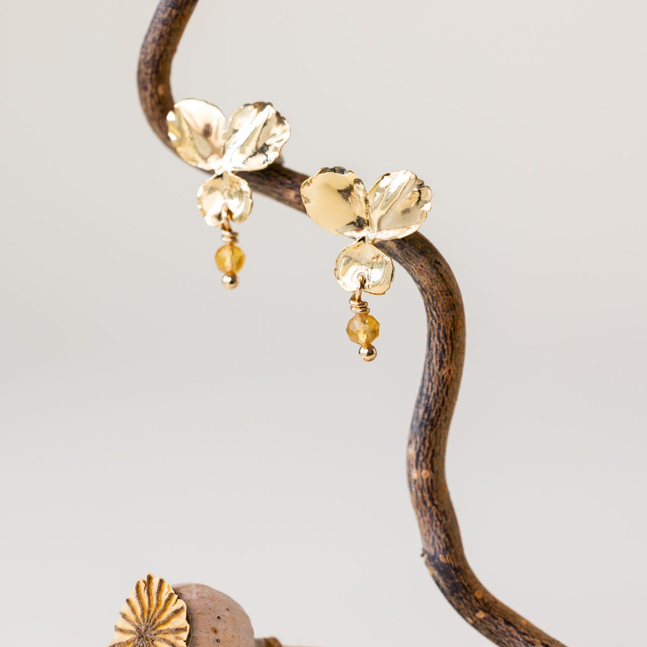 Pendientes Citrino <i>Pensamiento</i>