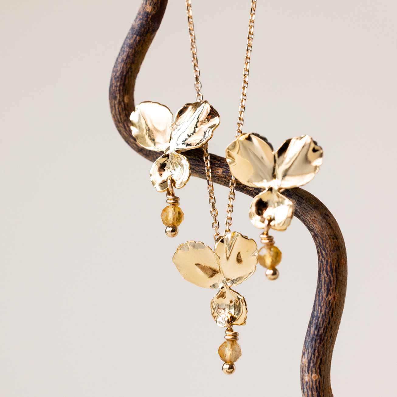 Pendientes Citrino <i>Pensamiento</i>