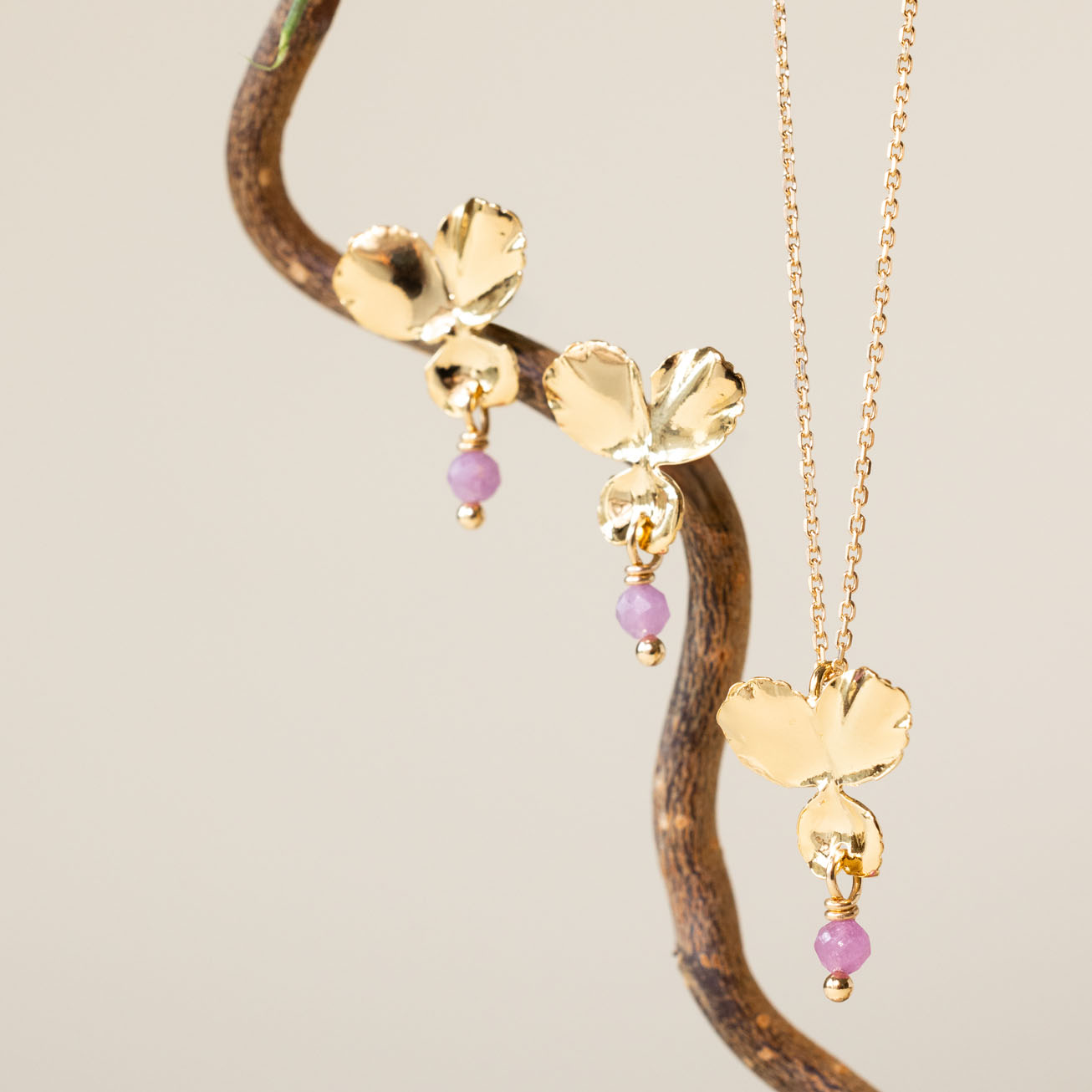 Pendentif de naissance Pensée Octobre tourmaline