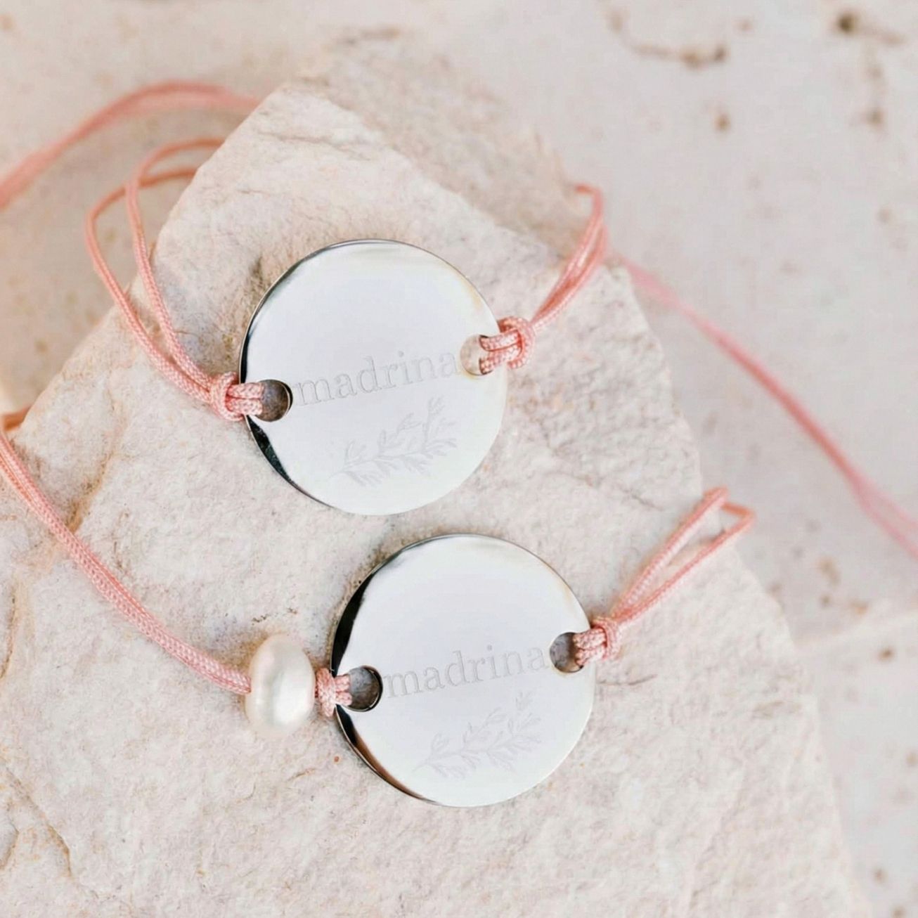 Pulsera Madrina personalizada Rama con hojas