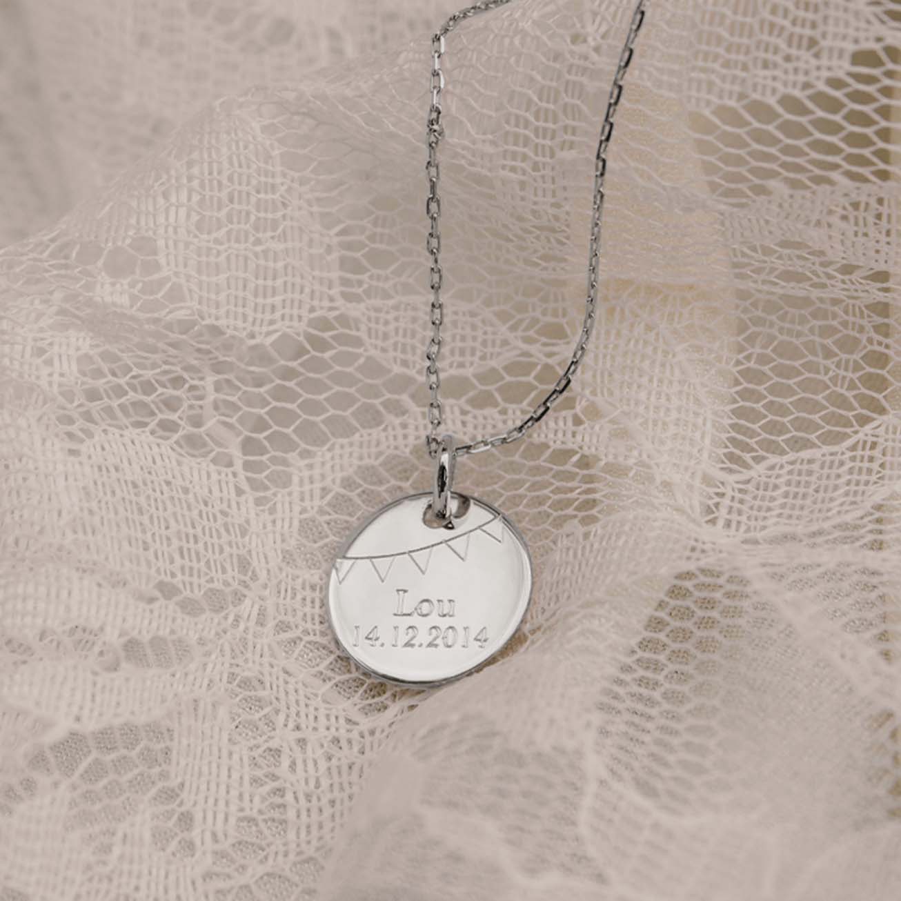 Medalla bautizo Banderín plata