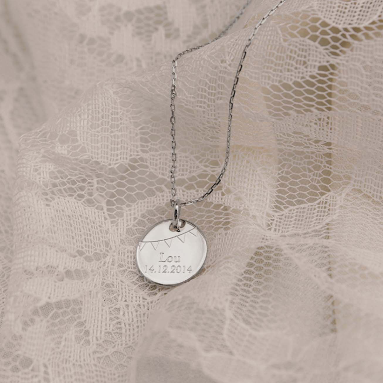 Medalla bautizo Banderín plata