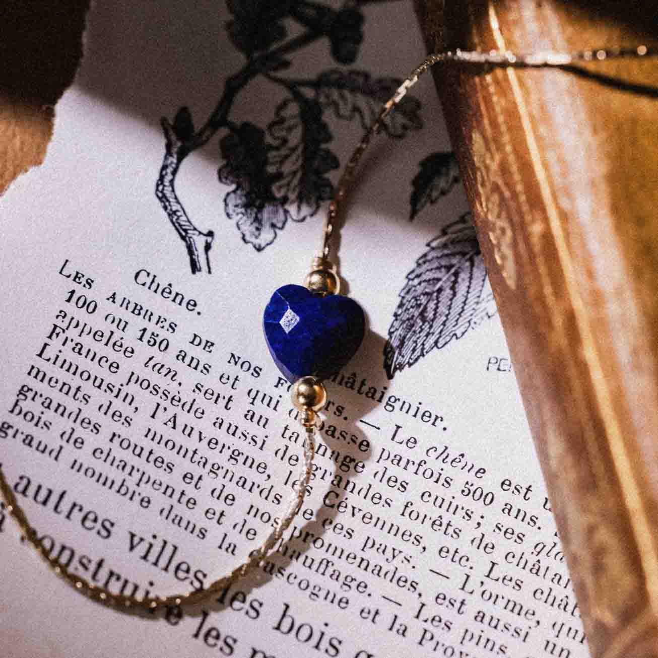 Pulsera corazón piedra Lapislázuli