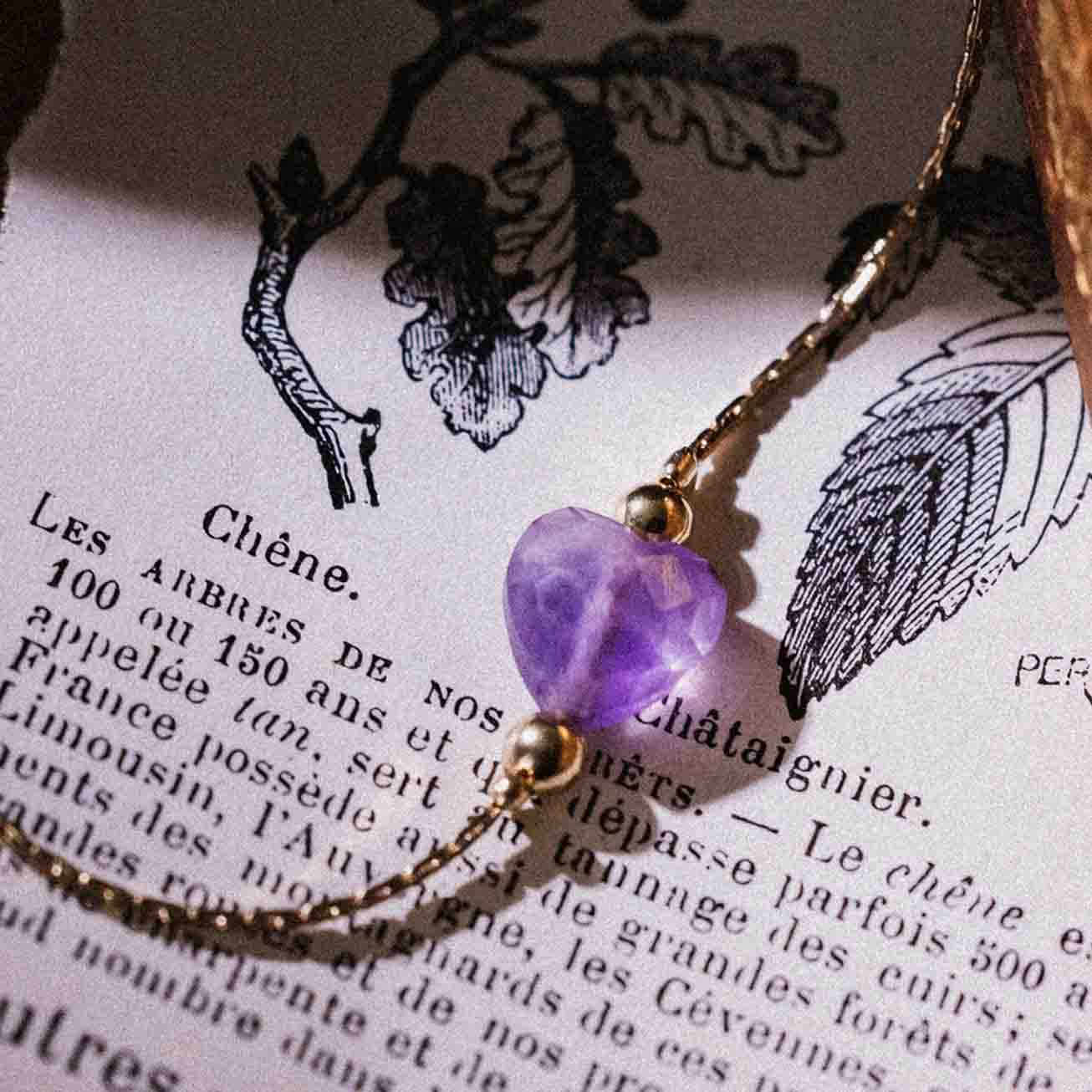 Pulsera corazón piedra Amatista