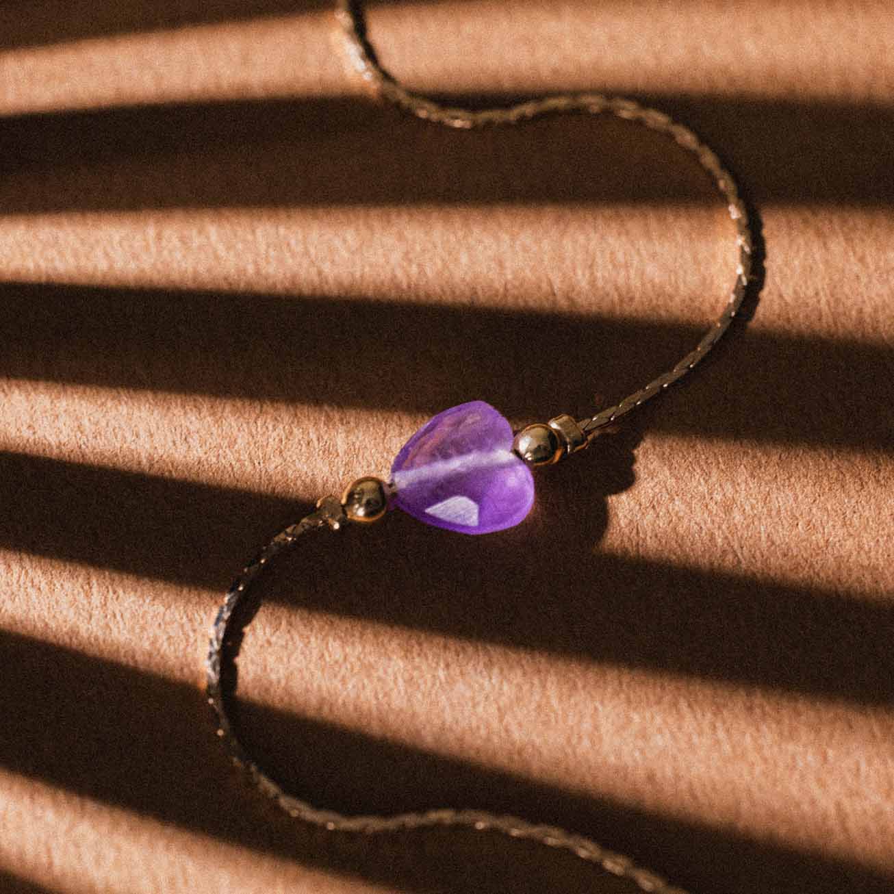 Pulsera corazón piedra Amatista